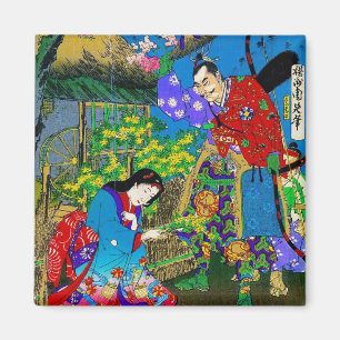 Kool-oosterse japanse mooie geisha tuinkunst magneet
