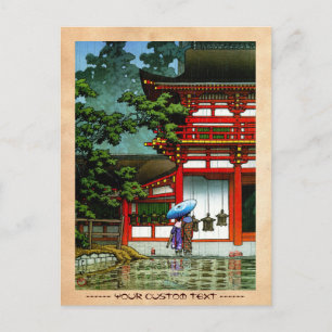 Kool-oosterse klassieke japanse tempelregenkunst briefkaart