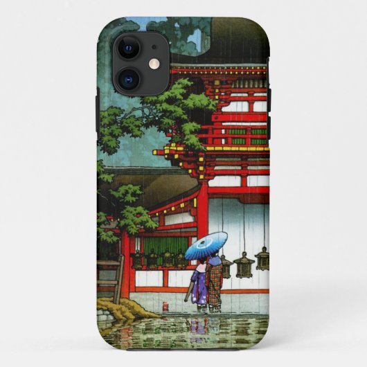 Kool-oosterse klassieke japanse tempelregenkunst Case-Mate iPhone case (Achterkant)