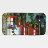 Kool-oosterse klassieke japanse tempelregenkunst Case-Mate iPhone case (Achterkant (horizontaal))