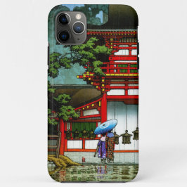 Kool-oosterse klassieke japanse tempelregenkunst iPhone 11 hoesje