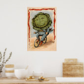 Kool op een fiets - Groente Mensen Poster (Keuken)