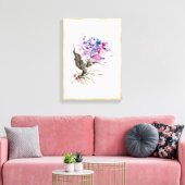 Kool-orthochinese klassieke waterverf bloemen canvas afdruk (Insitu (Woonkamer))