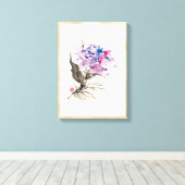 Kool-orthochinese klassieke waterverf bloemen canvas afdruk (Insitu (Houten vloer))