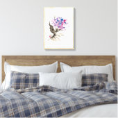 Kool-orthochinese klassieke waterverf bloemen canvas afdruk (Insitu (Slaapkamer))
