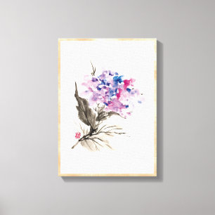 Kool-orthochinese klassieke waterverf bloemen canvas afdruk