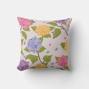 Kool Pastel Hydrangea Vloerpatroon Kussen