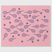 Kool Pastel Pink Retro Tennis Racquets Patroon Cadeaupapier (Vlak)