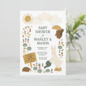 Kool Patch Douche Konijntje Baby shower Uitnodigin Kaart (Staand voorkant)