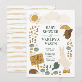 Kool Patch Douche Konijntje Baby shower Uitnodigin Kaart