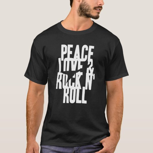 Kool PEACE LOVE & ROCK N' ROLL Cadeau T-shirt (Voorkant)