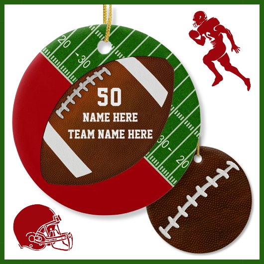 Kool Persoonlijke kerstversieringen voor Football Keramisch Ornament