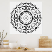 Kool Petal Wave Mandala met uitstralende Lussen Ku Poster (Keuken)
