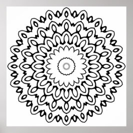 Kool Petal Wave Mandala met uitstralende Lussen Ku Poster
