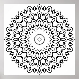 Kool Petal Wave Mandala met uitstralende Lussen Ku Poster