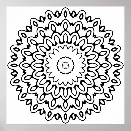 Kool Petal Wave Mandala met uitstralende Lussen Ku Poster (Voorkant)