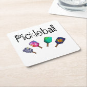Kool Pickleball en Paddles Sports Art Kartonnen Onderzetters (Schuin)