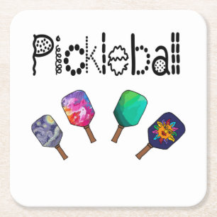 Kool Pickleball en Paddles Sports Art Kartonnen Onderzetters