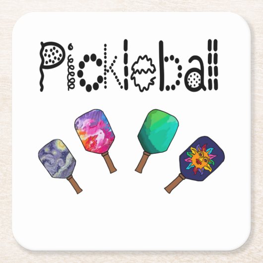 Kool Pickleball en Paddles Sports Art Kartonnen Onderzetters (Voorkant)