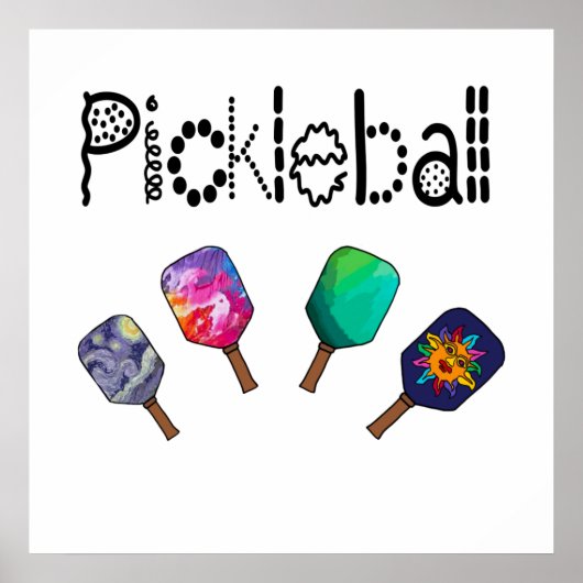 Kool Pickleball en Paddles Sports Art Poster (Voorkant)