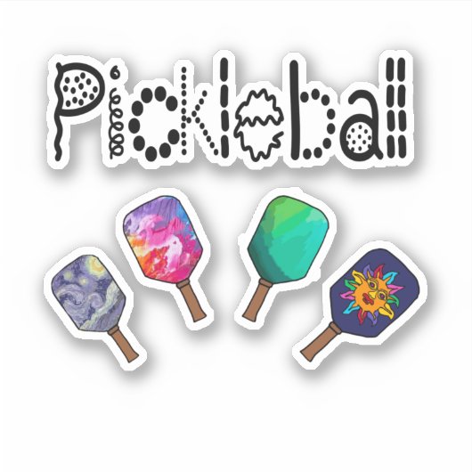 Kool Pickleball en Paddles Sports Art Sticker (Voorkant)