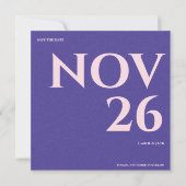 Kool Purper & Blush Foto Huwelijk Save the Date Aankondiging (Voorkant)