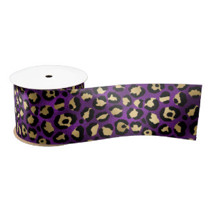 Kool Purper Luipaardprint   Glam Dierenpatroon Satijnen Lint