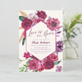 Kool purper magenta liefde staat in bloei Bruids d Kaart (Staand voorkant)