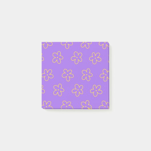 Kool Purper Wispelturige Bloem Patroon Vrouwelijk Post-it® Notes (Voorkant)