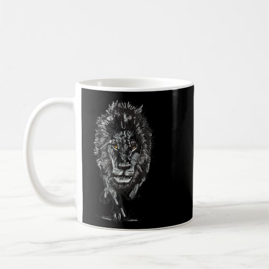 Kool Realistic Lion Roaring Roar Design King of Ki Koffiemok (Links)