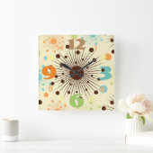 Kool Retro 50-ontwerpwandklok Vierkante Klok (Huis)