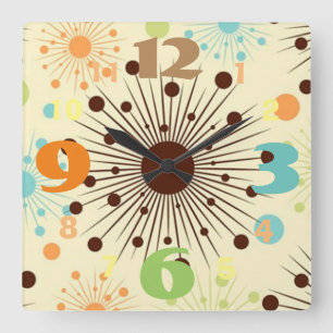 Kool Retro 50-ontwerpwandklok Vierkante Klok