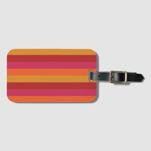 Kool Retro 70s Stripes Oranje rood roze goud Bagagelabel (Voorkant (horizontaal))