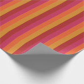 Kool Retro 70s Stripes Oranje rood roze goud Cadeaupapier (Hoek)