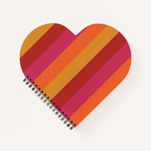 Kool Retro 70s Stripes Oranje rood roze goud Notitieboek