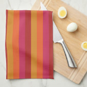 Kool Retro 70s Stripes Oranje rood roze goud Theedoek (Quarter Fold)