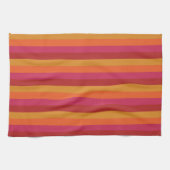 Kool Retro 70s Stripes Oranje rood roze goud Theedoek (Horizontaal)
