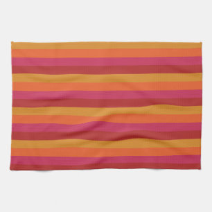 Kool Retro 70s Stripes Oranje rood roze goud Theedoek
