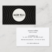 Kool Retro Black en White Bold Circle Visitekaartje (Voorkant / Achterkant)