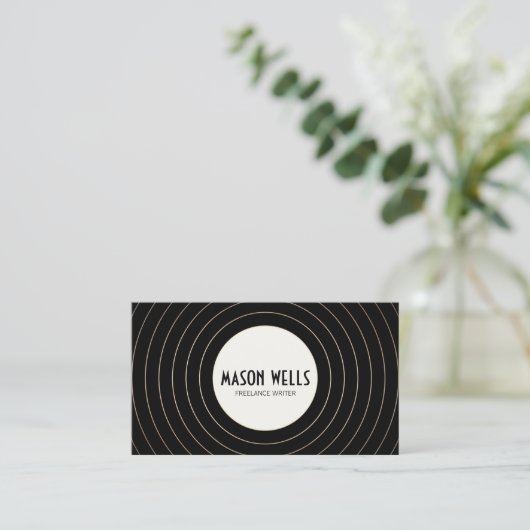 Kool Retro Black en White Bold Circle Visitekaartje (Staand voorkant)