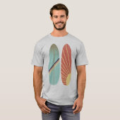 Kool Retro  blauw en rood surfbord    T-shirt (Voorkant volledig)