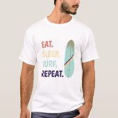 Kool Retro blauw surfplansurfer T-shirt (Voorkant)