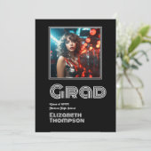 Kool retro disco eindexamen foto aankondiging (Staand voorkant)