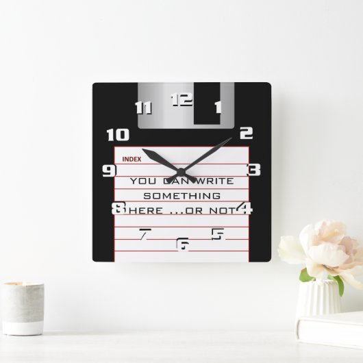 Kool Retro diskettestation met eigen tekst squa Vierkante Klok (Huis)