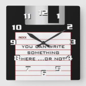 Kool Retro diskettestation met eigen tekst squa Vierkante Klok (Voorkant)