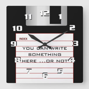 Kool Retro diskettestation met eigen tekst squa Vierkante Klok