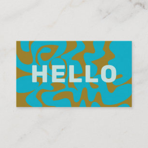 Kool Retro Groovy Pauw Olijf Bleekblauw Hallo Visitekaartje
