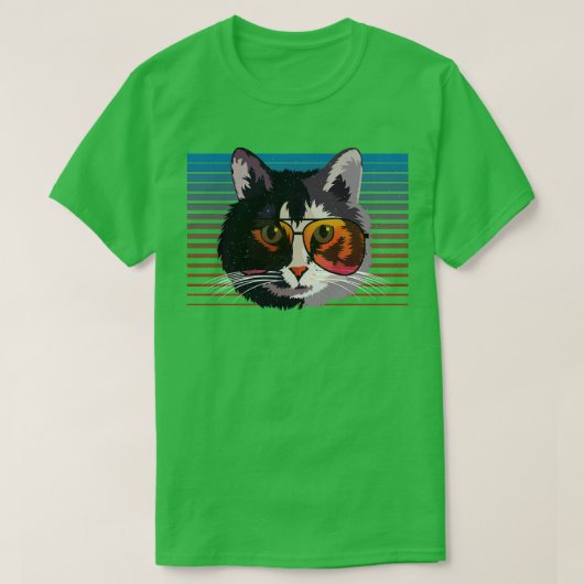 Kool Retro kat met zonnebril T-shirt (Design voorkant)