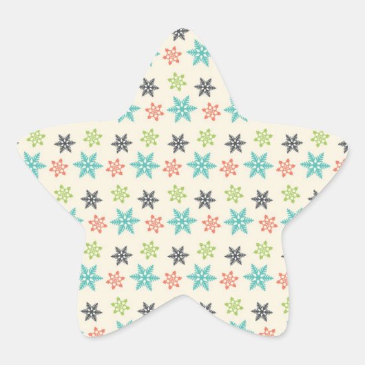 Kool Retro kerstfeestdagen — Snowflakes Ster Sticker (Voorkant)