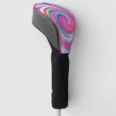 Kool Retro Magenta, Roze en Blauwe Vloeibare Kunst Golfheadcover (Schuin)